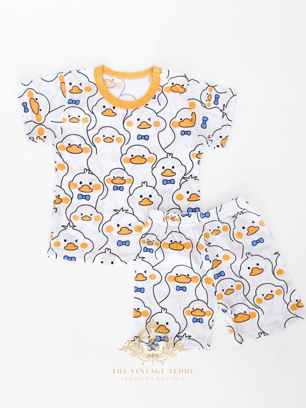 NWT Adorable Kids Matching Set T-shirt & Shorts 2-Piece 100% Cotton Mr Duck 6-9M